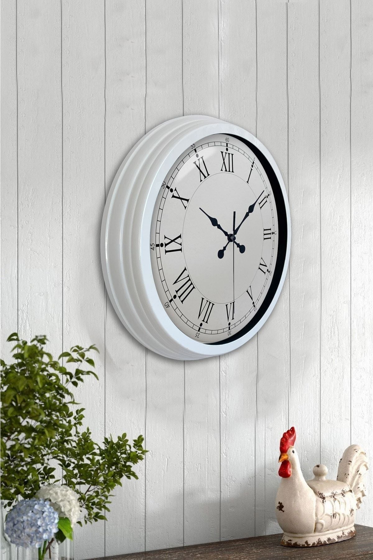 Genel Markalar Gift Metal White Retro Wall Clock 40 Cm 3