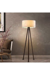 HOMING Tripod Cream-Colored Shade Walnut Leg Decorative Floor Lamp 1