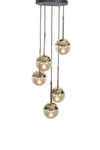 Luzarana Nova 5 Li Gold-black Metal Body Honey-colored Glass Design Luxury Pendant Lamp 4