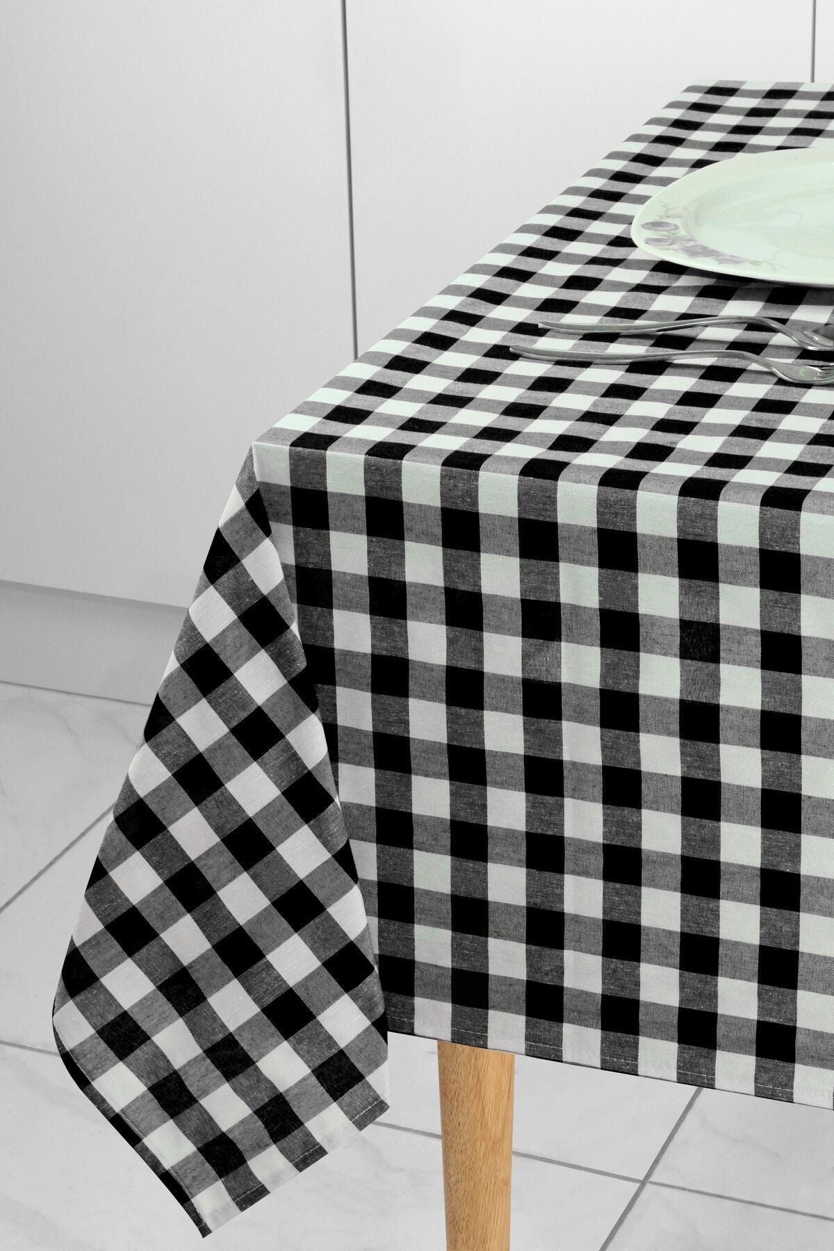 Soft Kare Checkered Pattern Tablecloth, Table Cover Picnic Cloth 1