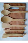 Kitchen Mania 6 Piece Oiled Beech Wood Spoon Wooden Spatula Tong Fork Serving Set 2