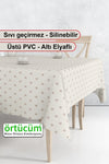 Örtücüm Cream Coffee Polka Dot Wipeable PVC Tablecloth Stain Resistant 1