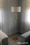 Vinner Vega Gold Plated Triple Globe Metal Floor Lamp - Gold Striped Cream 3