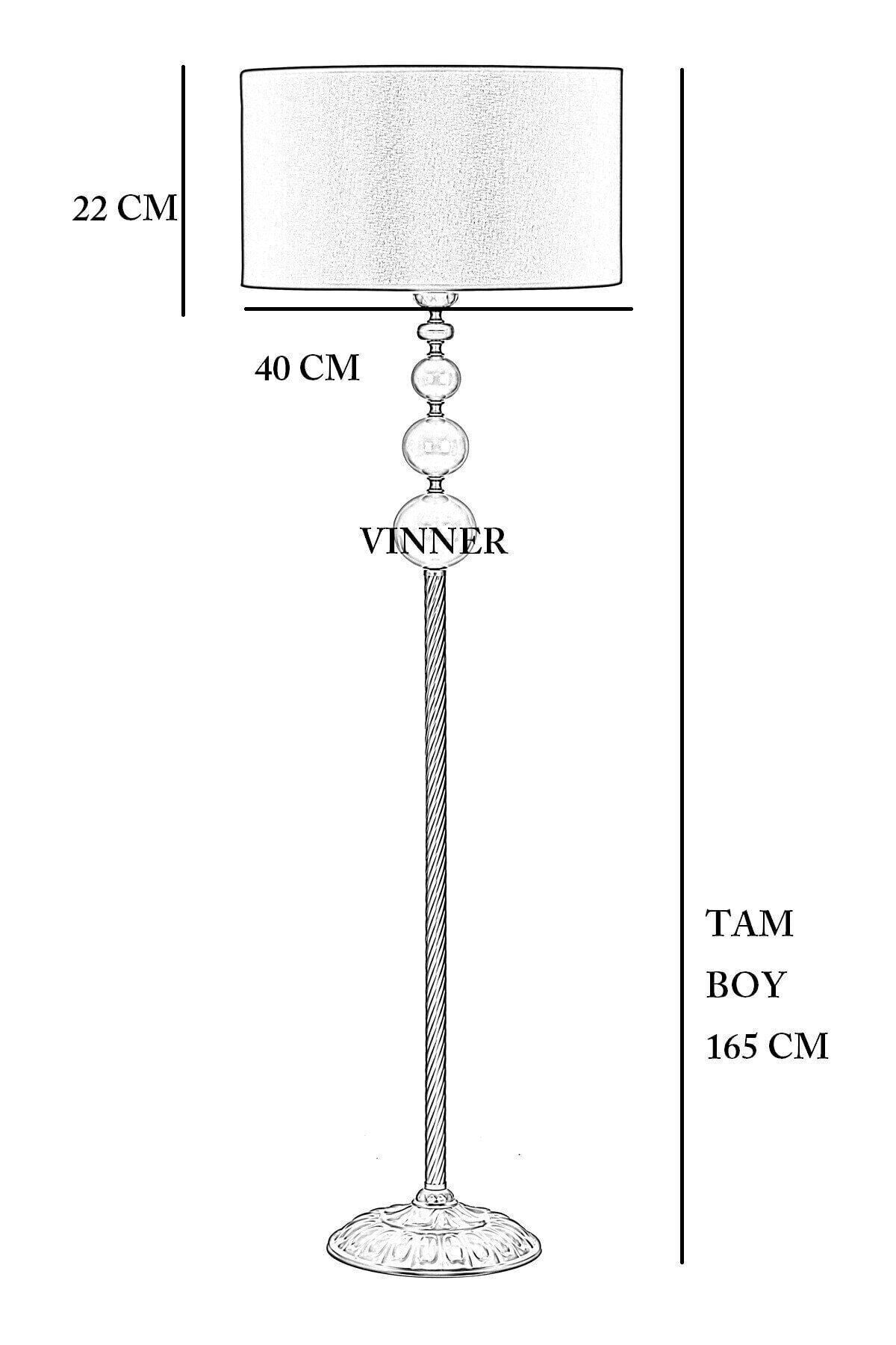 Vinner Vega Gold Plated Triple Globe Metal Floor Lamp - Gold Striped Cream 4