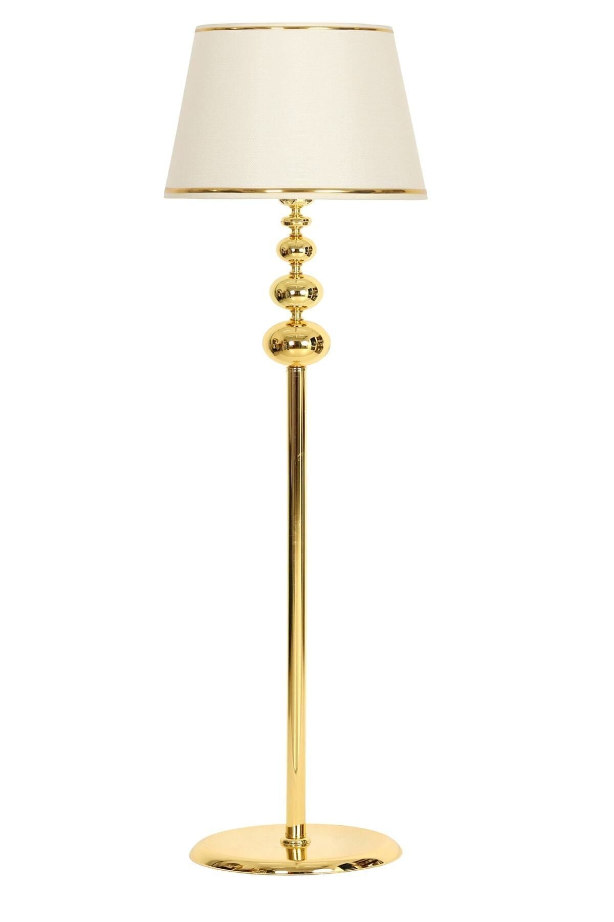 Vinner Vega Gold Plated Triple Sphere Metal Floor Lamp - Gold Striped S Cream 1