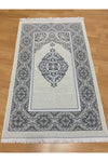 AYHANHOME Bridal Gift Boxed Silver Prayer Rug Set Luxury Taffeta Prayer Rug Pearl Rosary 2