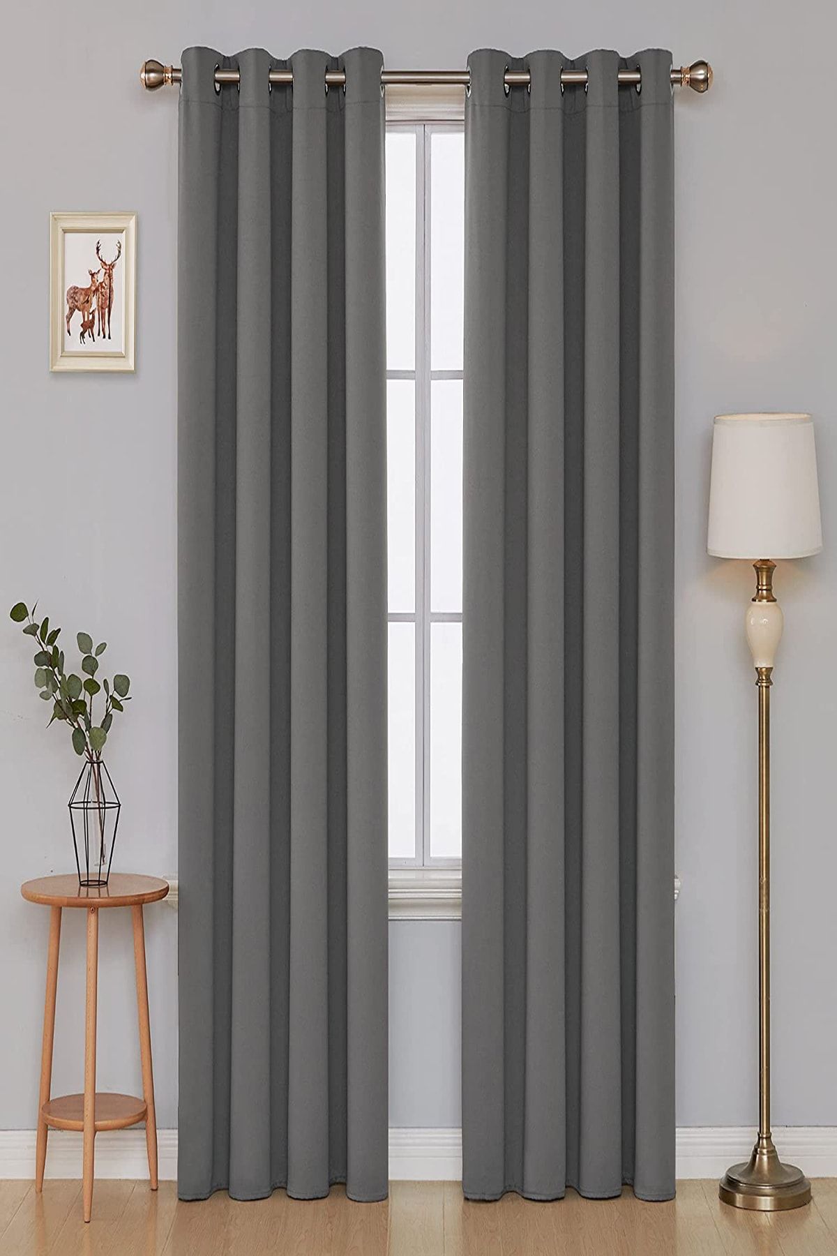 De'Vor Rustic Velvet Curtain - Eyelet Curtain - Grey 1