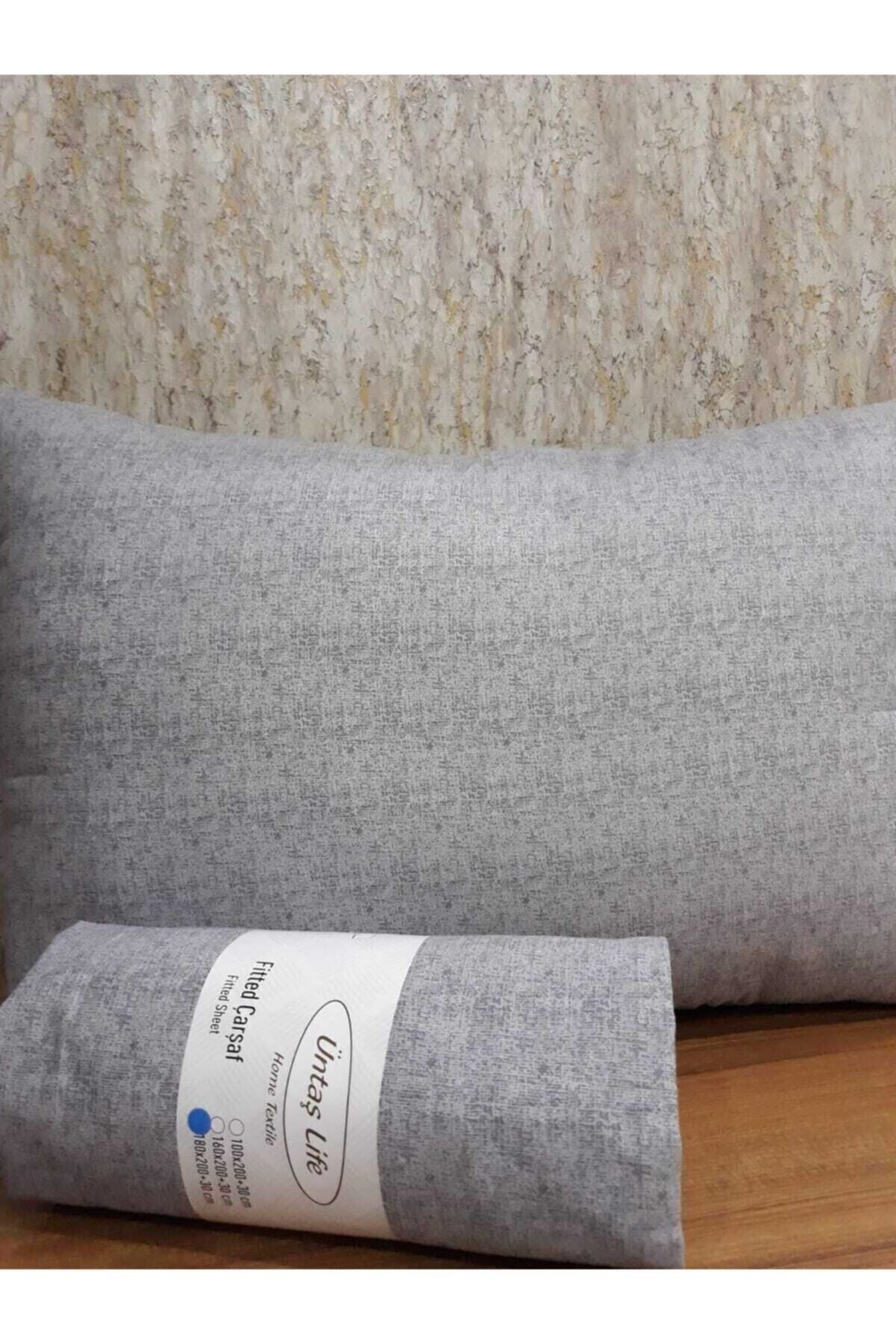 Üntaş Life(120) Single Fitted Sheet 1 Pillowcase 120x200 Plain Grey Ecdüzgri 2