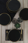 Keramika Matte Black Gold File Nordic Pasta Plate 22 cm Set of 6 2