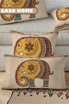 SasoHome Cream Ethnic Indian Embroidered Elephant Pattern 3D Digital Print Cushion Cover 2