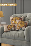 SasoHome Cream Ethnic Indian Embroidered Elephant Pattern 3D Digital Print Cushion Cover 6