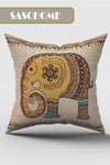 SasoHome Cream Ethnic Indian Embroidered Elephant Pattern 3D Digital Print Cushion Cover 8