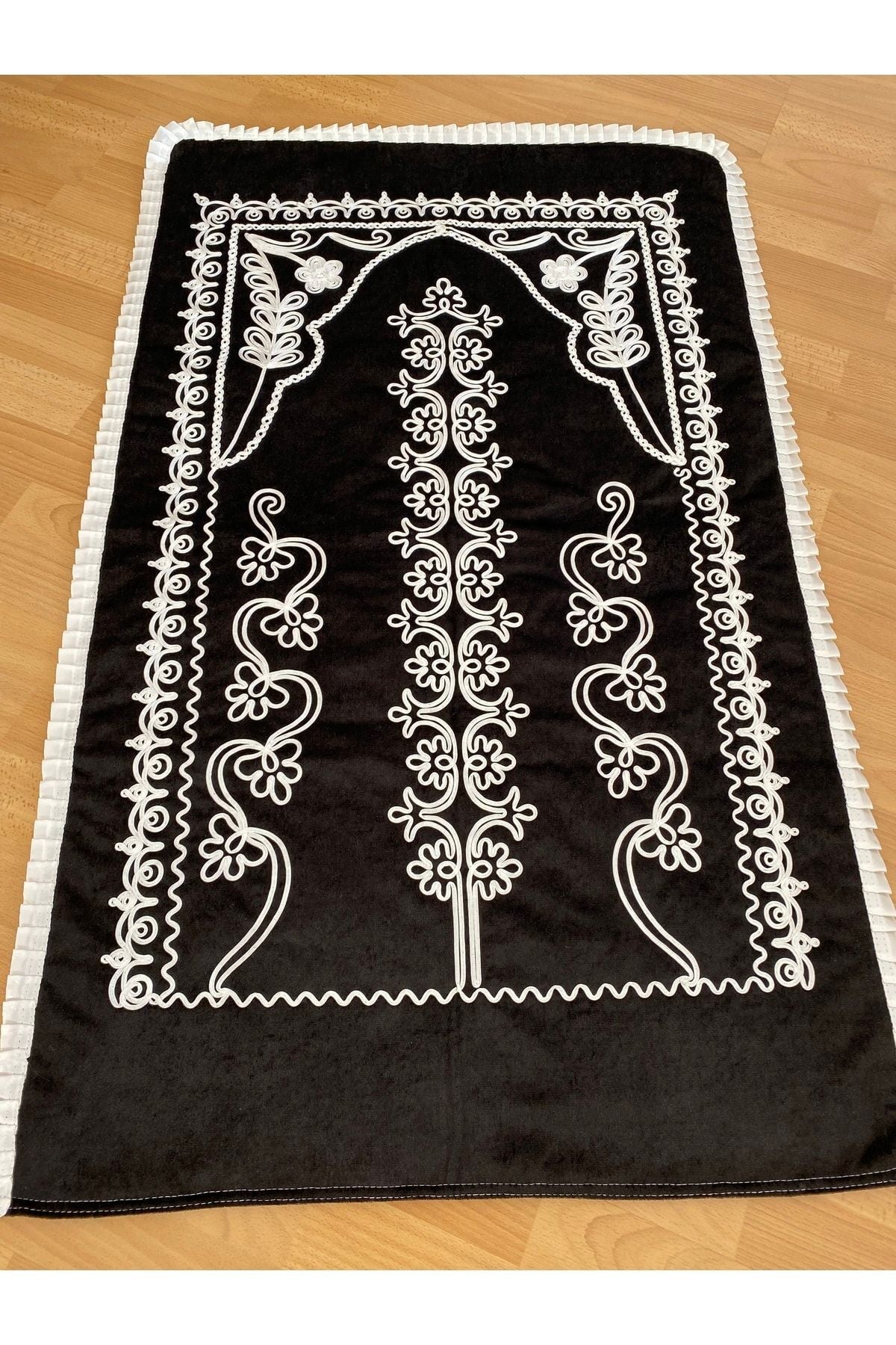 AYHANHOME Black Velvet Bridal Set Prayer Rug 2