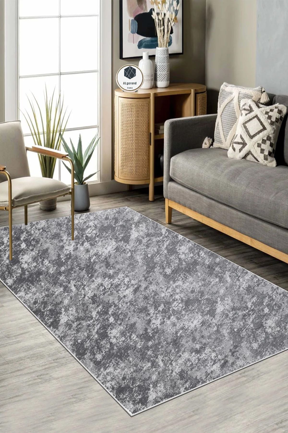 ALgorand Home Decorative Modern Washable Non-Slip Base Pastel Gray Runner 1