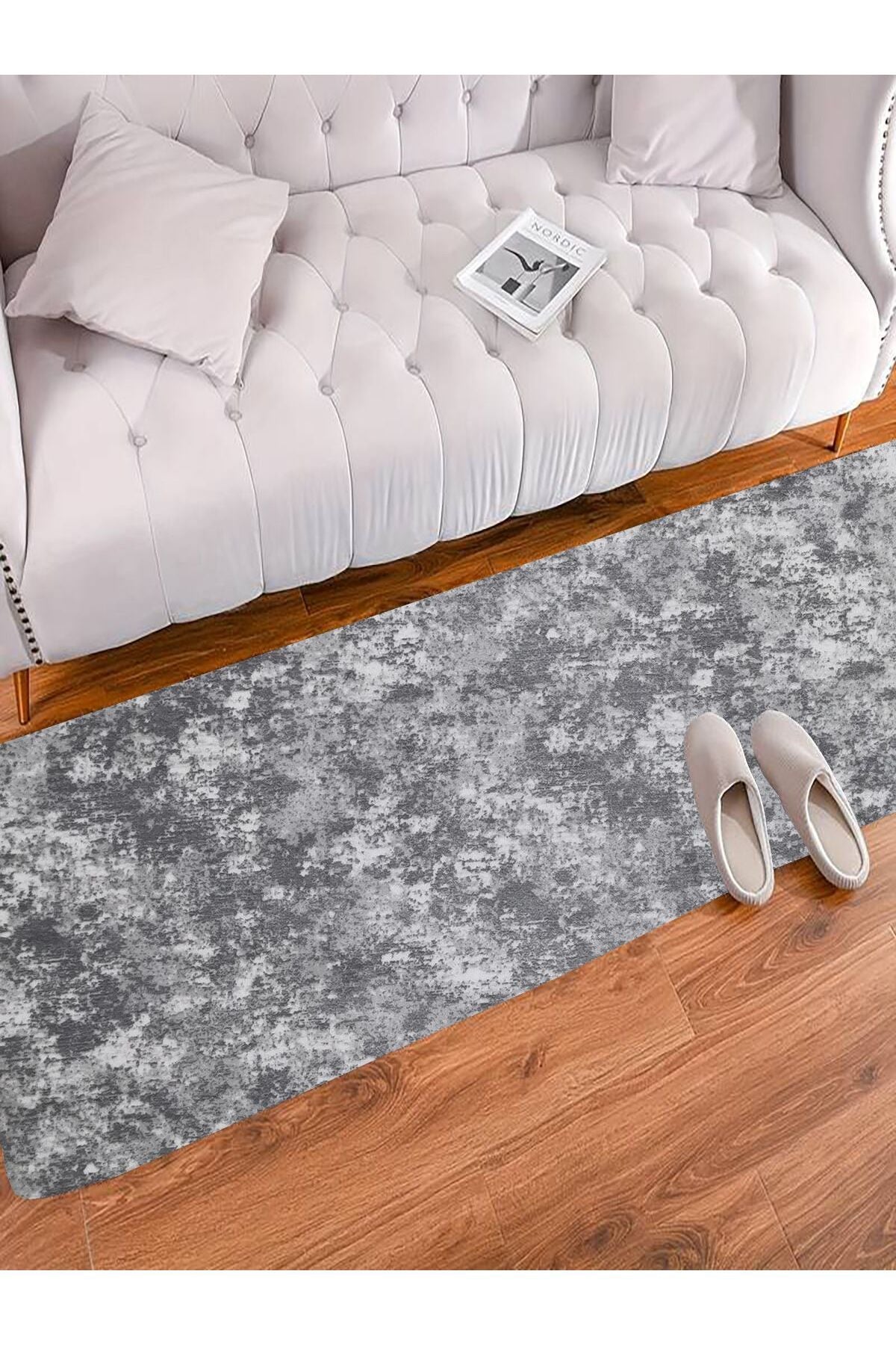 ALgorand Home Decorative Modern Washable Non-Slip Base Pastel Gray Runner 2