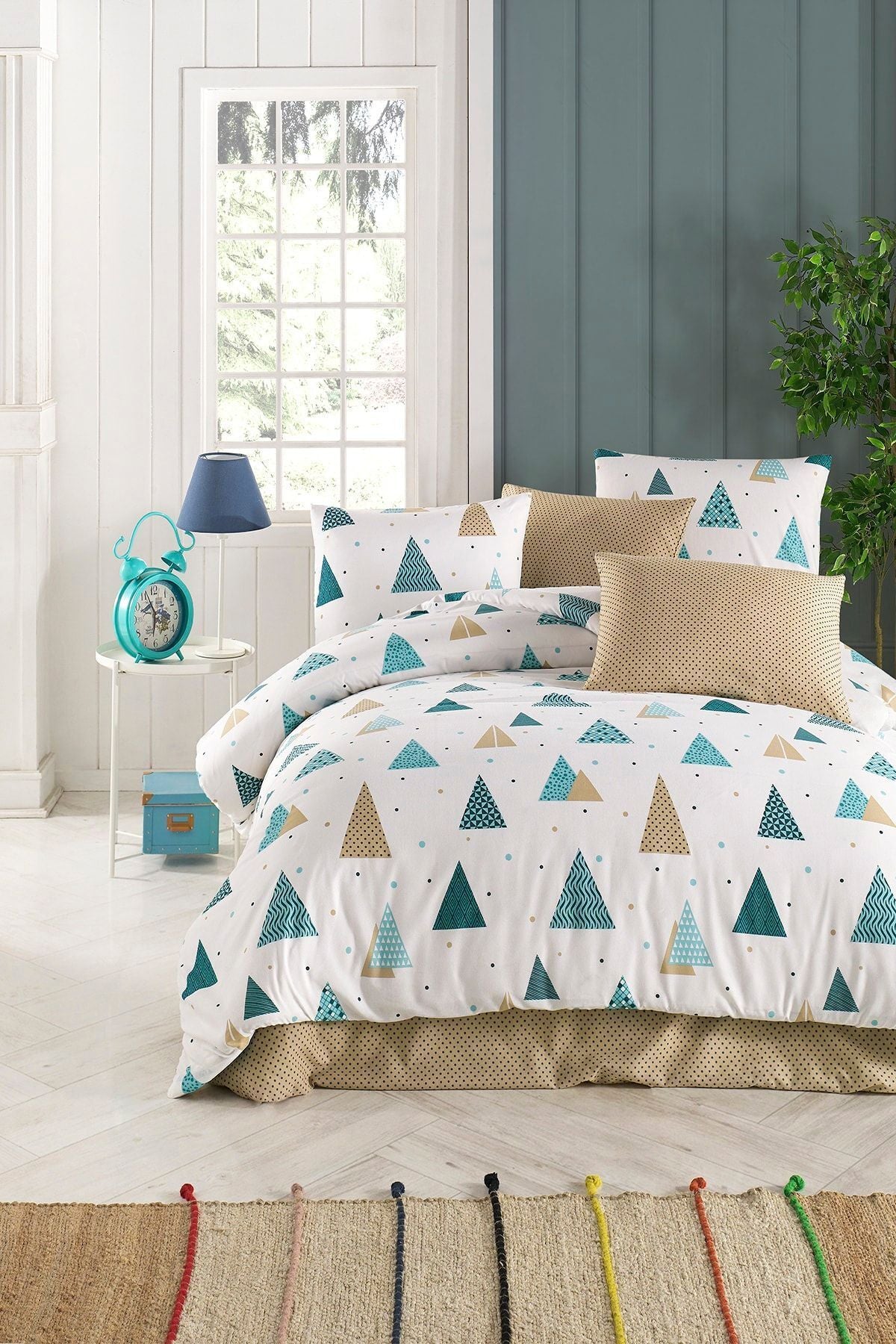 Tabu Home Triangle Polka Dot White Double Duvet Cover Set 1