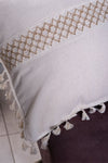 Vivamaison Single Special Design Jute Lace Tassel Linen Pillow Cover 43x43 cm 2