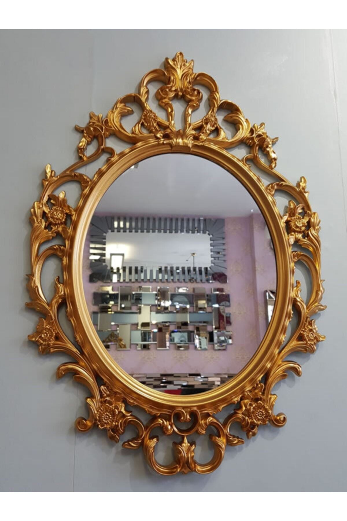 AYNA DENİZİ Vintage Crown Model Gold Color Decorative Mirror 2