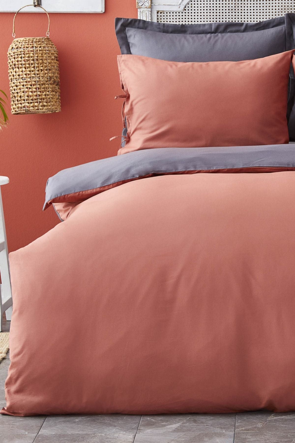 Karaca Home Basic Anthracite Terracotta Double-Sided Double Duvet Cover Set 3