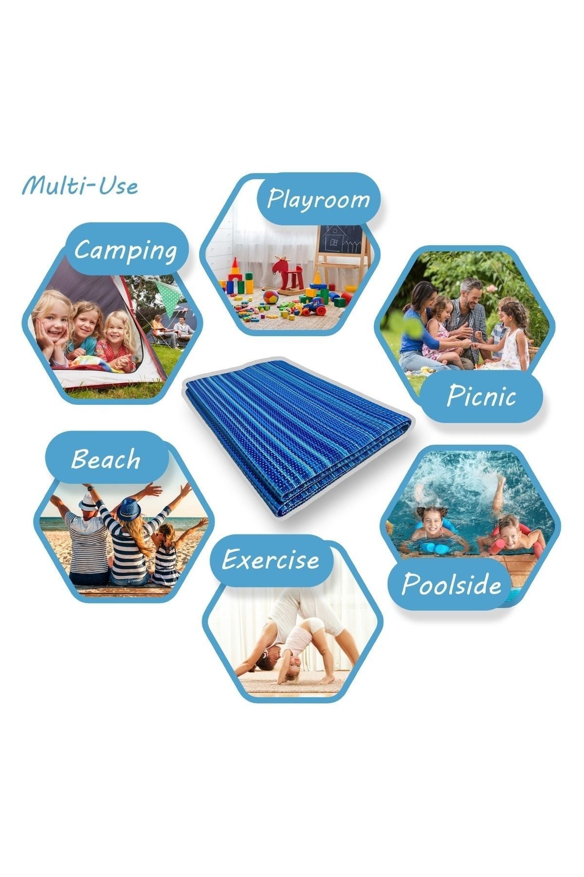 CRAFT HOME Foldable Plastic Woven Mat Rug Picnic Beach Park Garden Terrace Veranda 6