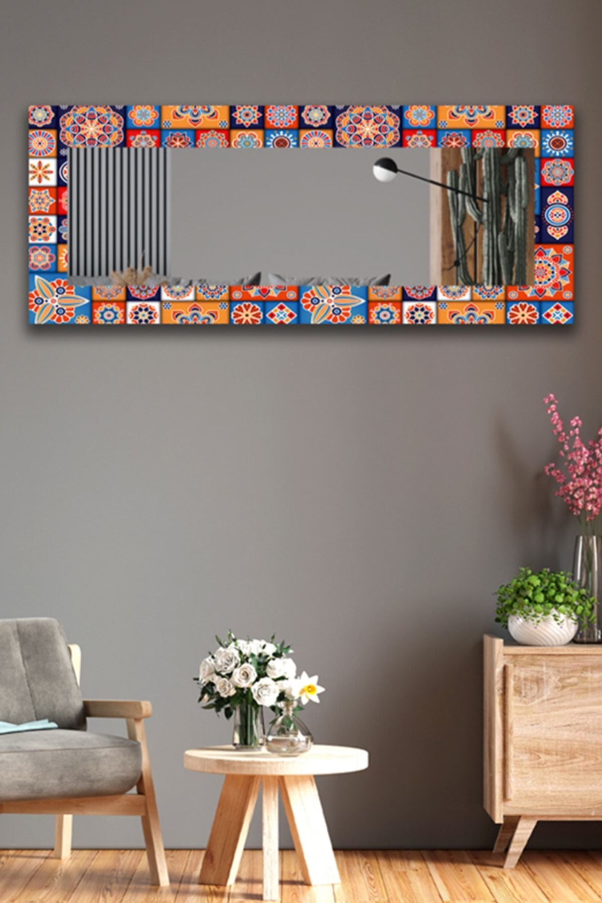 Hediyeler Kapında Decorative Mirror with Tile Pattern 150x60cm 3