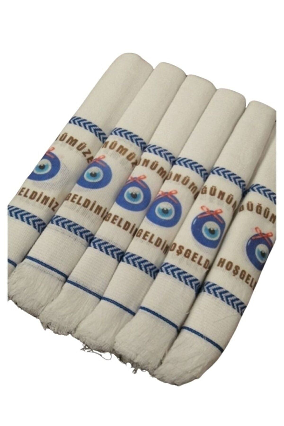 Yörük Tuhafiye Wedding Towel. Car Convoy Towel White Blue Model 12 Pieces School Towel 2