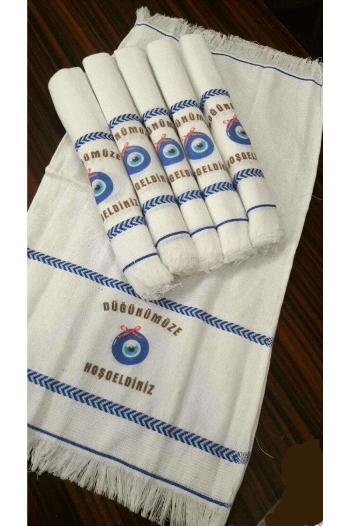 Yörük Tuhafiye Wedding Towel. Car Convoy Towel White Blue Model 12 Pieces School Towel 3