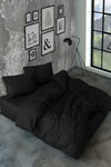 SNR HOME COLLECTION Akfil Cotton Black Double Bed Duvet Cover Set (Fitted Sheet) 1