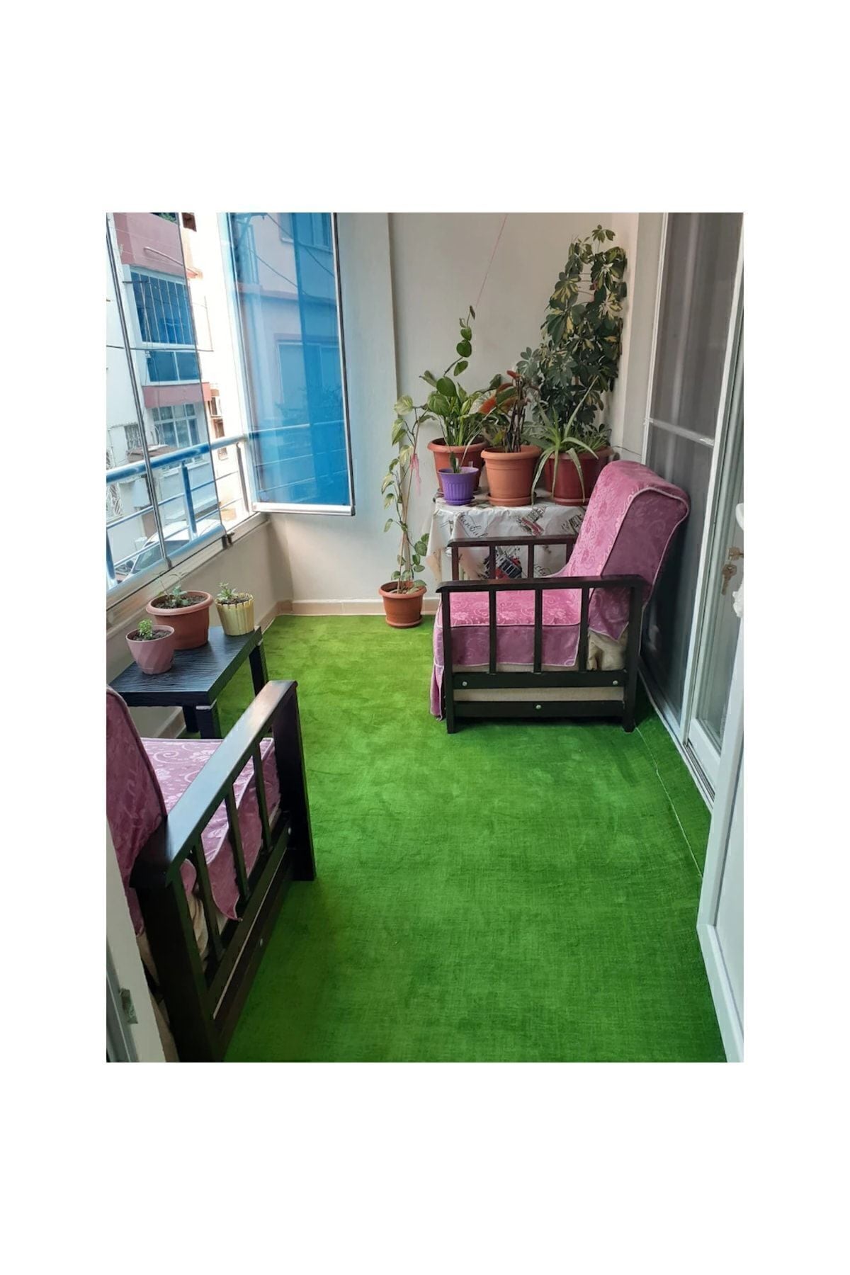 Kardesler Non-Slip Base Protocol Carpet Cut Runner Balcony Carpet Green 2