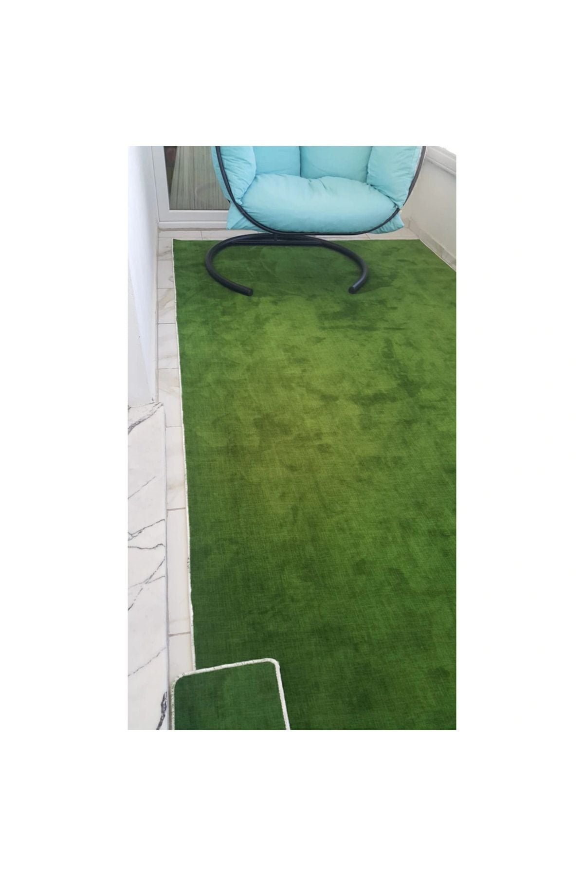 Kardesler Non-Slip Base Protocol Carpet Cut Runner Balcony Carpet Green 4