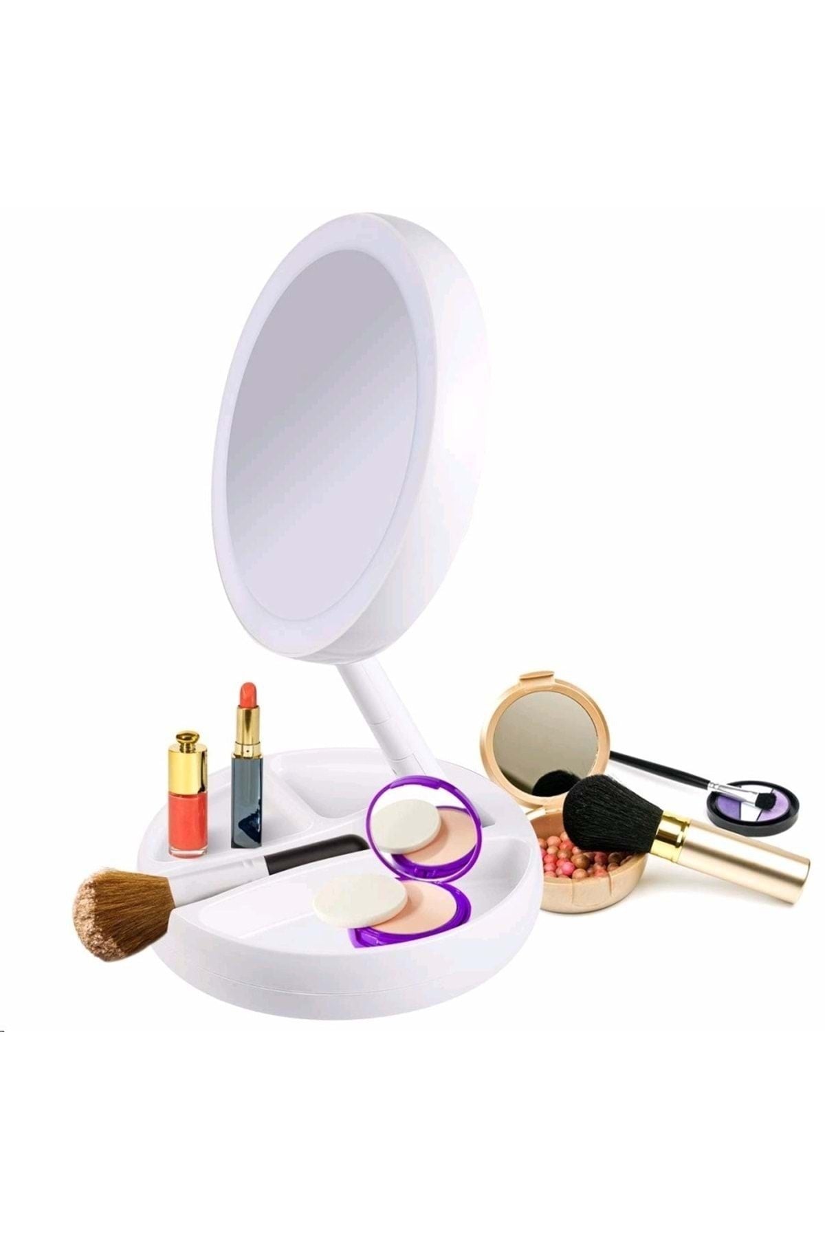 Triline LED Lighted 10x Foldable Double-Sided USB Makeup Mirror 5