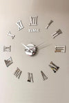 Odun Marketi Large Wall Clock 3D Roman Numerals Silver 2