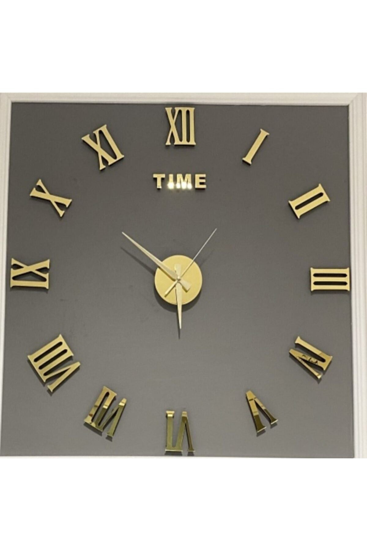 Odun Marketi Wall Clock Large Size 3D Roman Numeral Wall Clock Gold 4