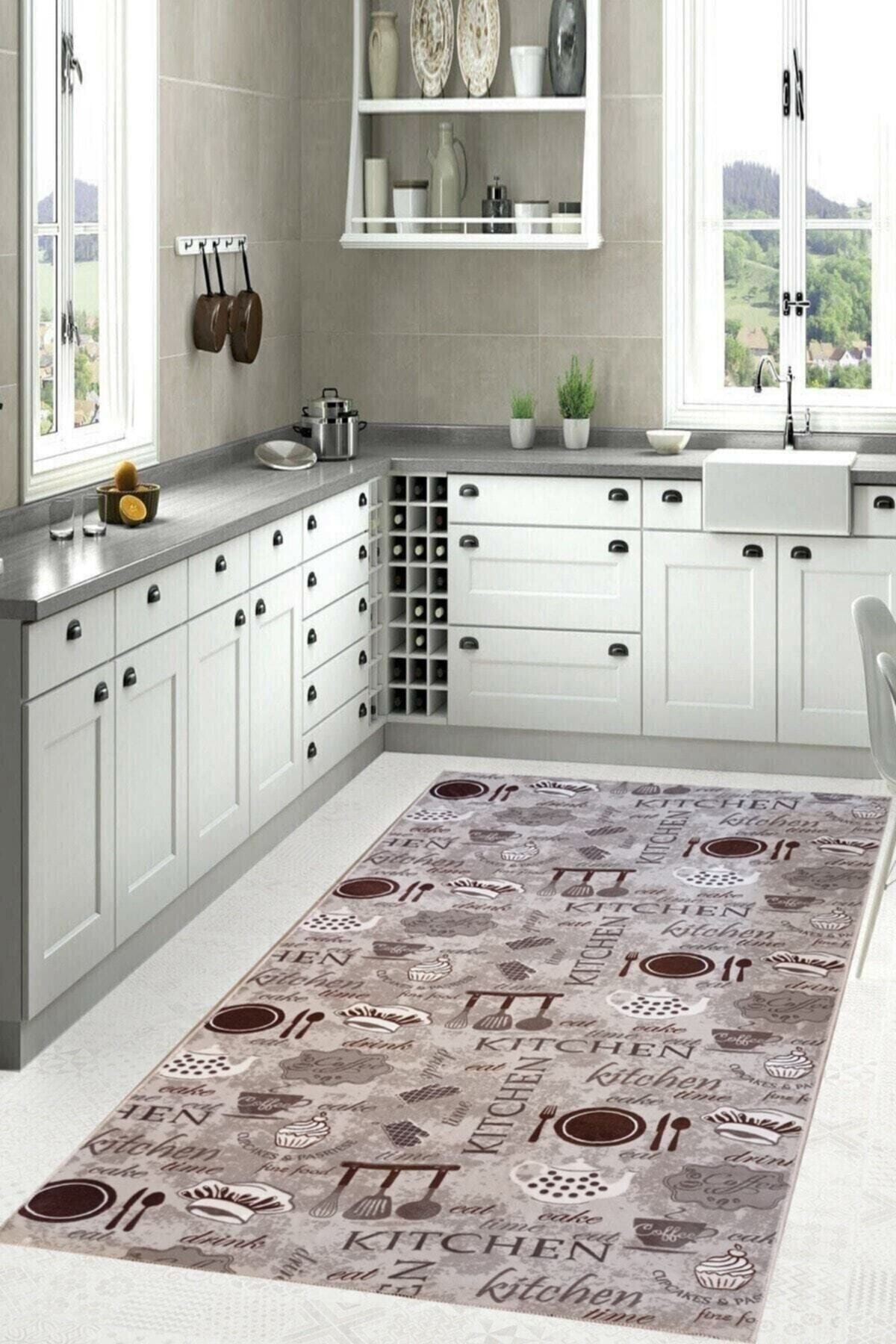 PANDA HALI Kitchen Rug Runner Machine Washable Non-Slip Base Beige 3