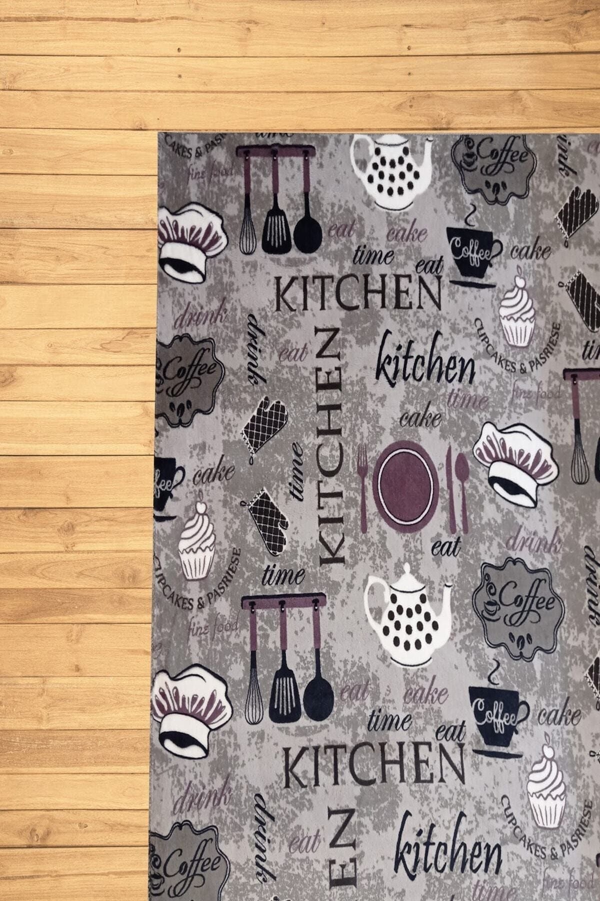 PANDA HALI Kitchen Rug & Runner Washable Non-Slip Bottom Grey 5