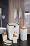 Kalbelek Acrylic 5-Piece Wooden Pattern Bathroom Set - White 1