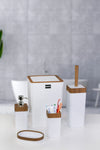 Kalbelek Acrylic 5-Piece Wooden Pattern Bathroom Set - White 2