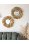 Bohem Handmade 2-Piece Raffia Mirror Set B002 1