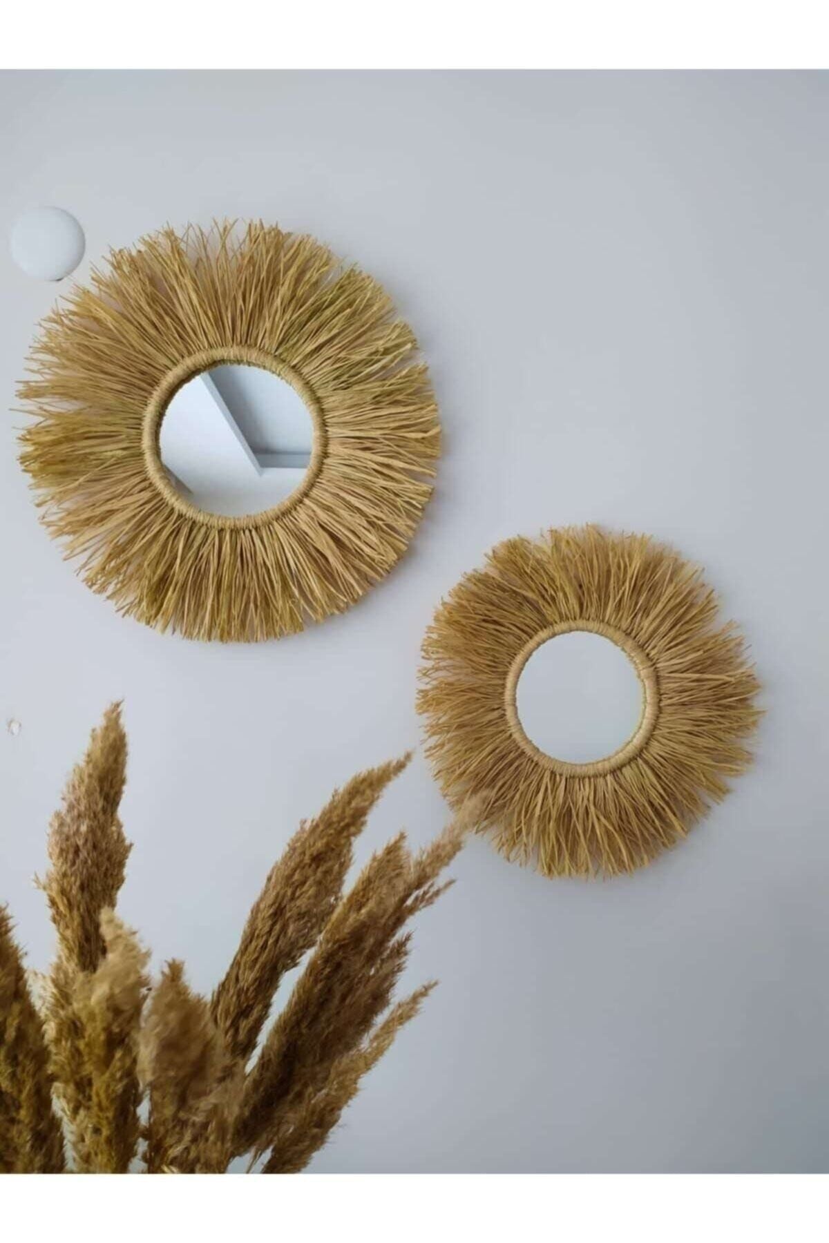 Bohem Handmade 2-Piece Raffia Mirror Set B002 2