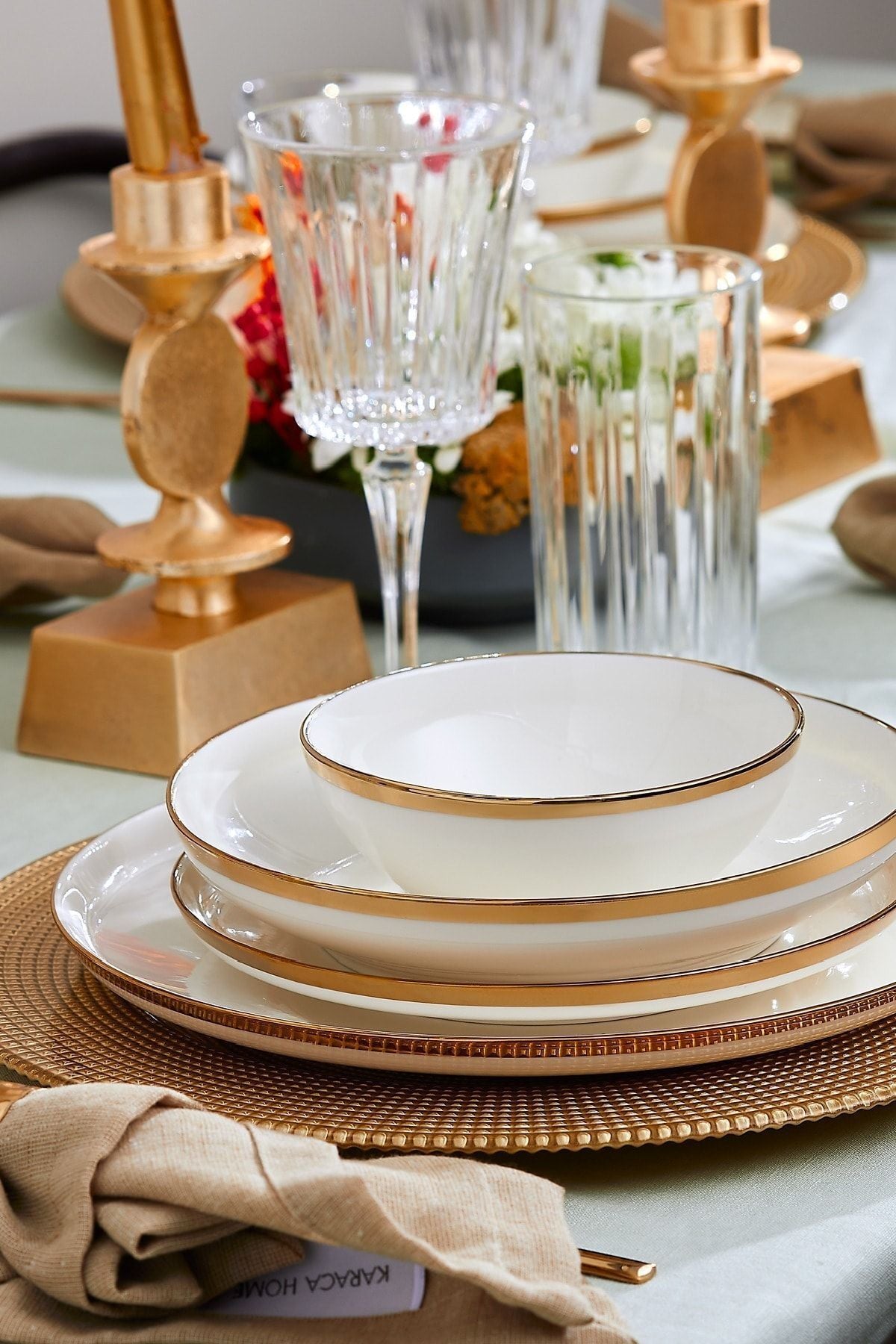 Karaca Streamline Eclipse Gold 57 Piece 12 Person Porcelain Dinner Set 3