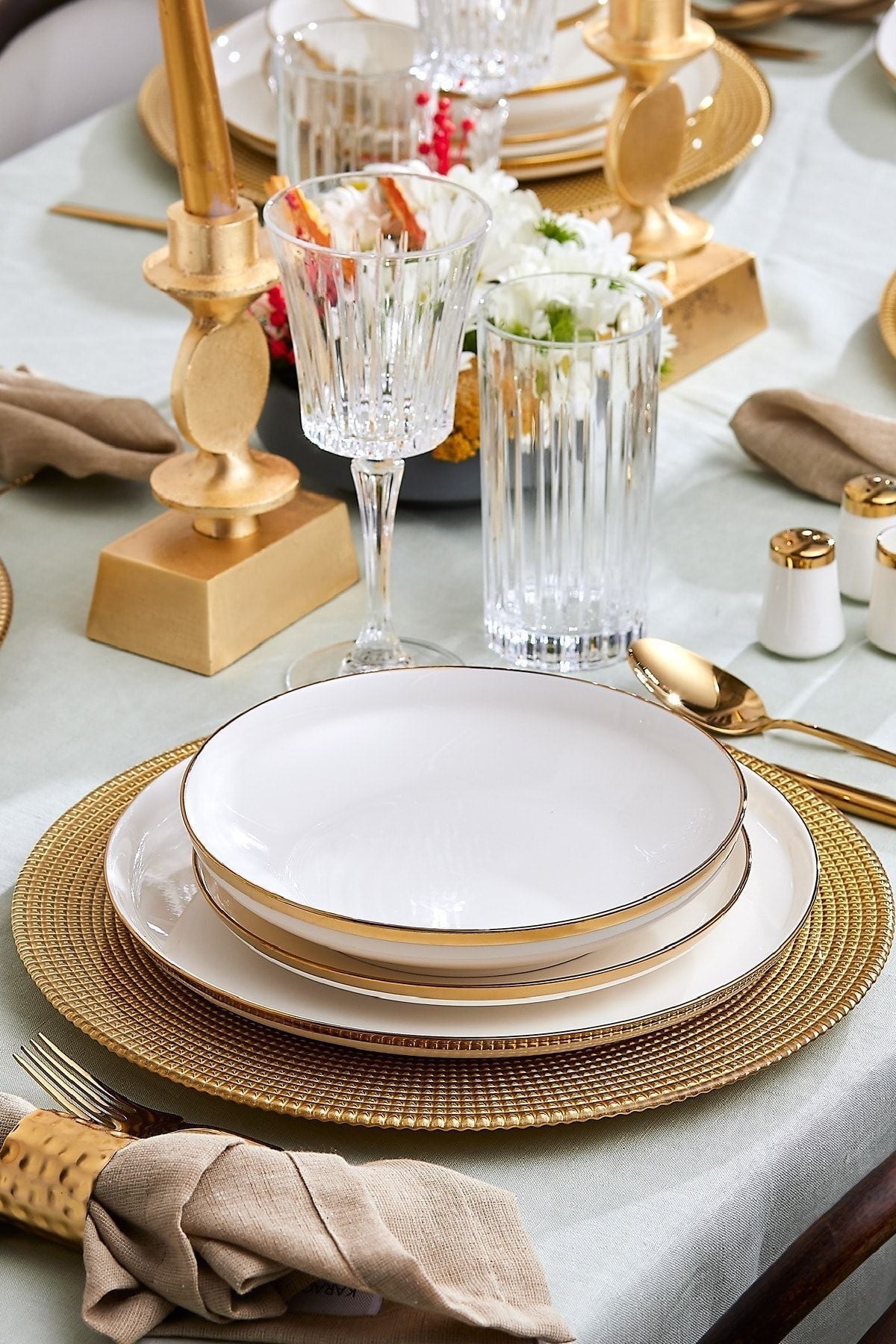 Karaca Streamline Eclipse Gold 57 Piece 12 Person Porcelain Dinner Set 6