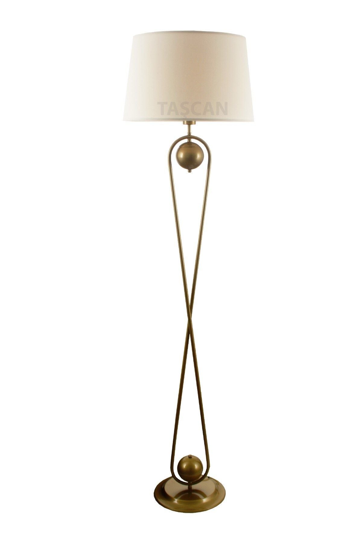 Taşcan Aydınlatma Delhi Single Antique Floor Lamp With Cream Shade 2