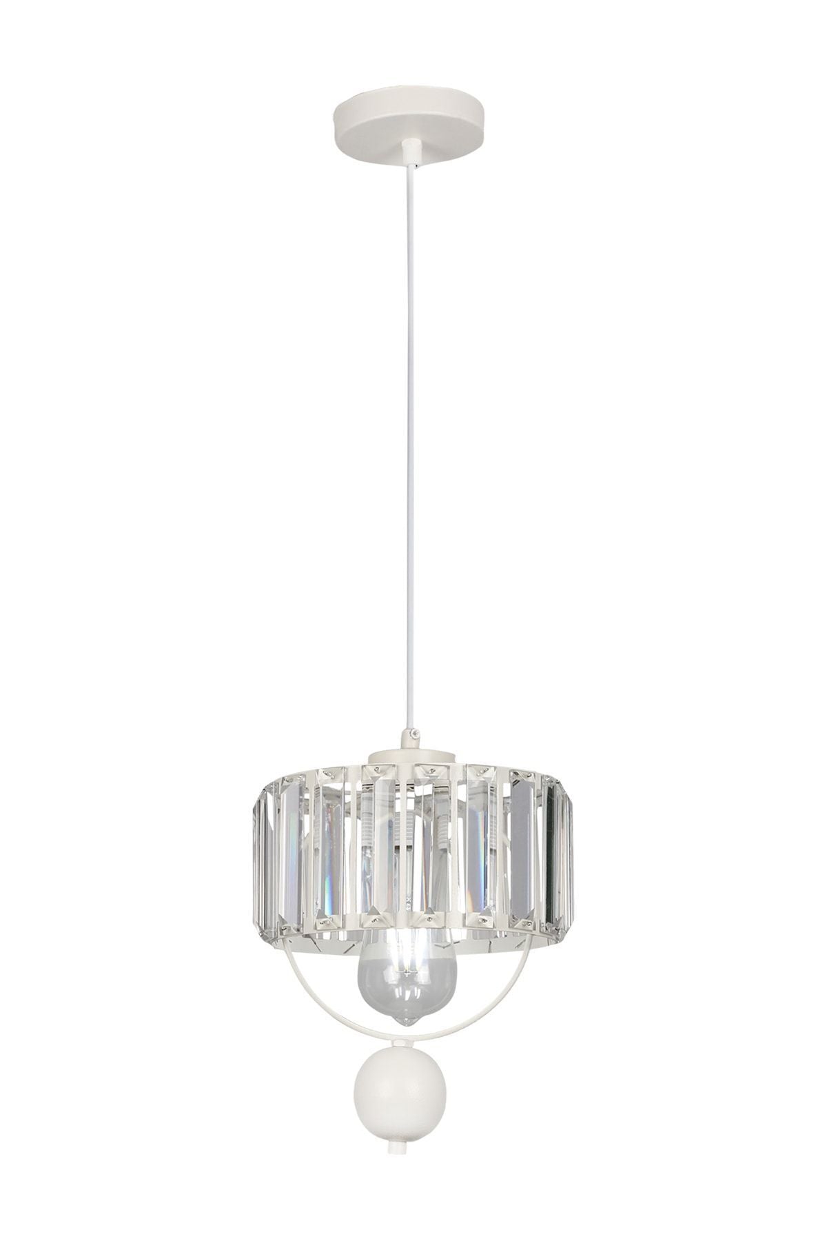 Begüsa Galon Single Lux Crystal White Pendant Chandelier 3