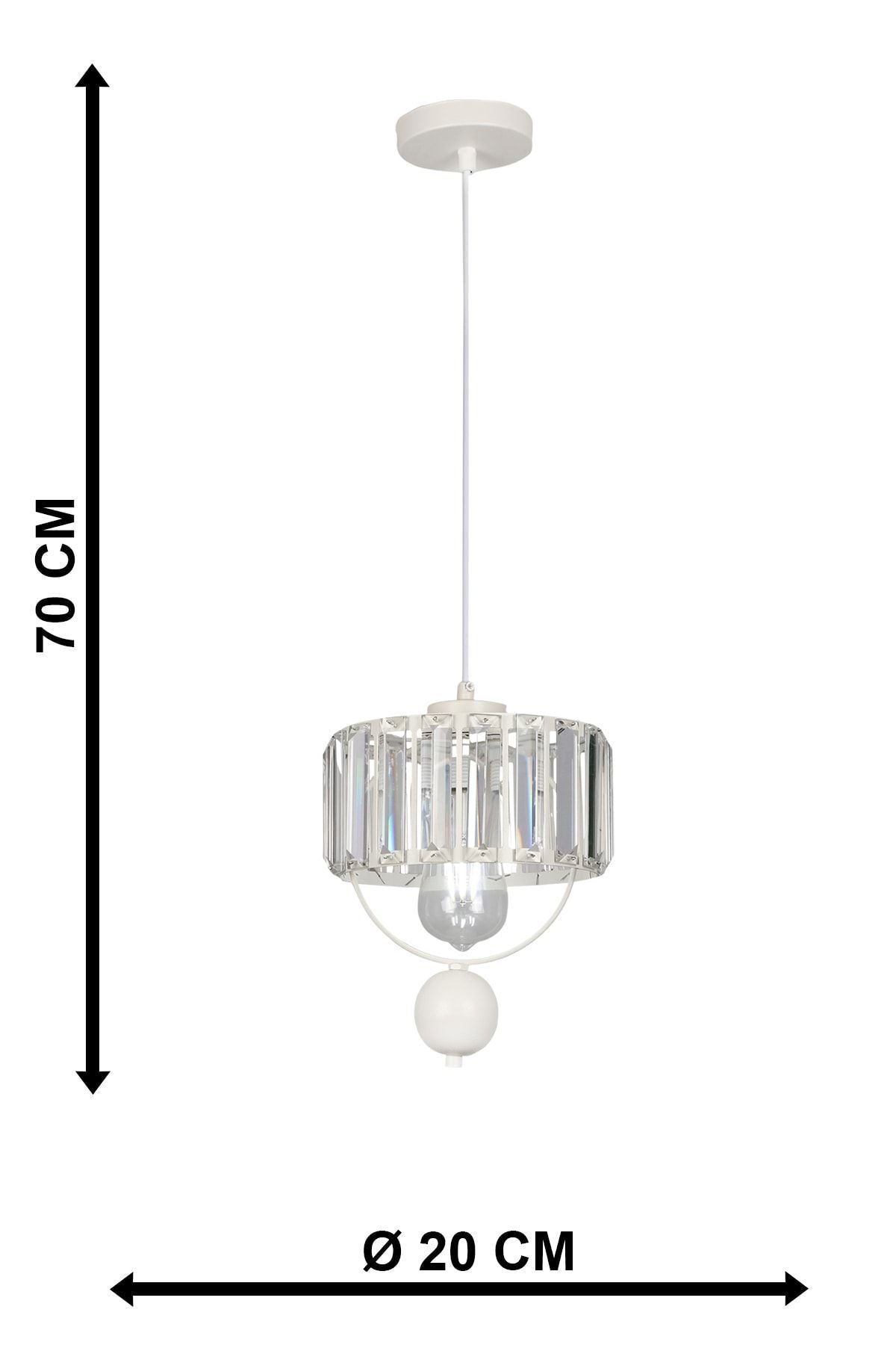 Begüsa Galon Single Lux Crystal White Pendant Chandelier 5