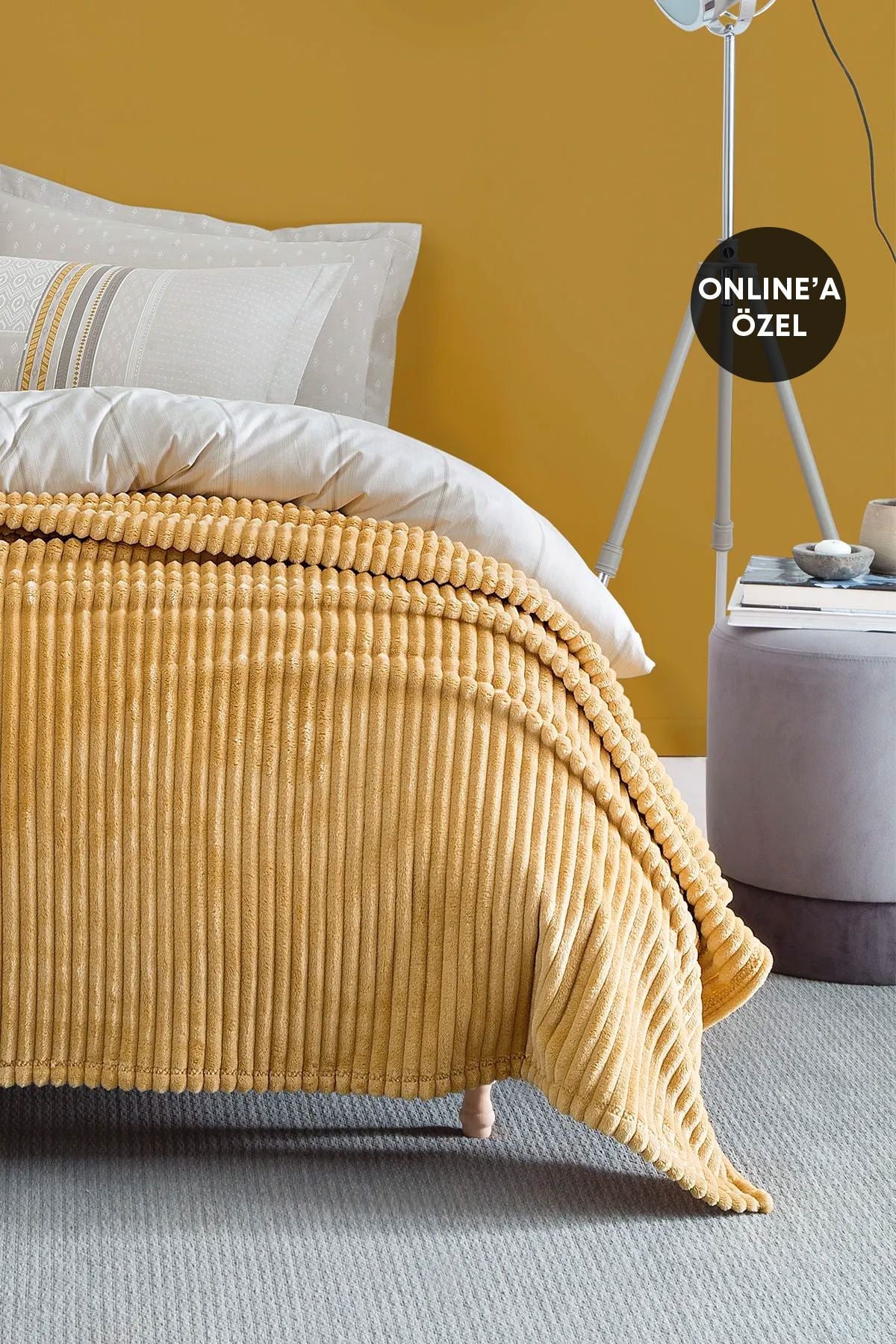 Yataş Holly Wellsoft Single Blanket - Mustard 2