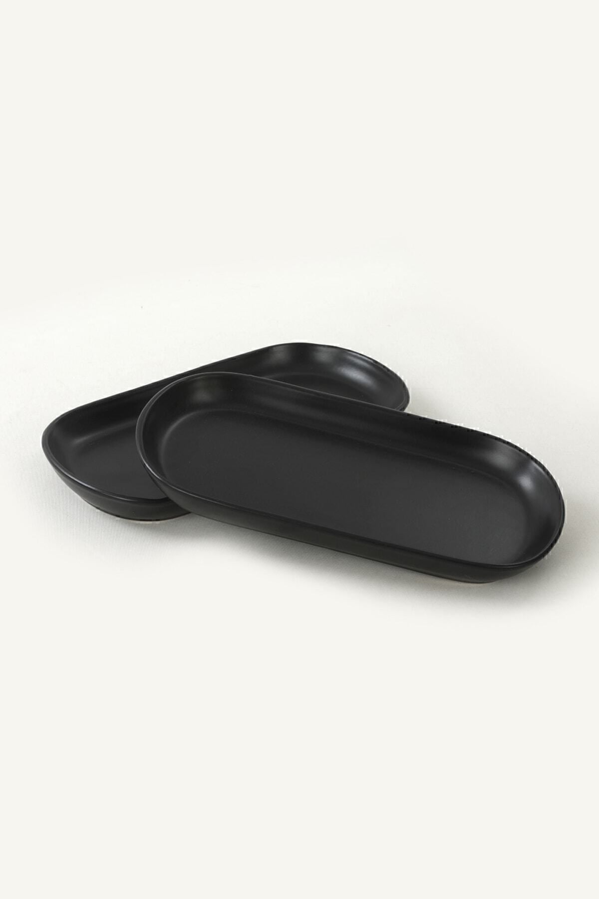 Keramika Matte Black Noyan Boat Plate 26 Cm Set of 2 2