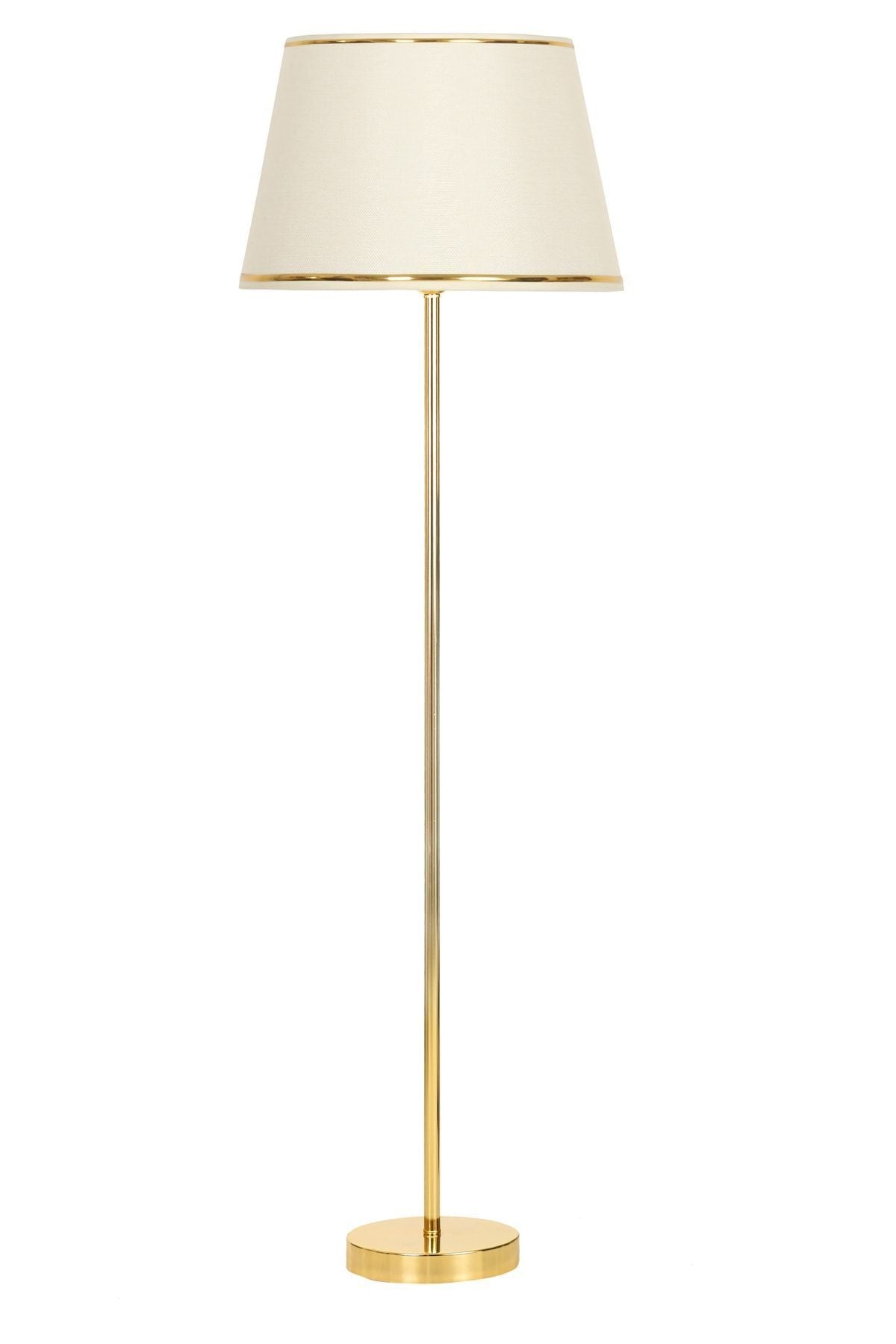 Vinner Conic Gold Coated Stainless Steel Single Legged Floor Lamp Gold Striped Cream 1