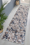 Payidar Halı Washable Non-Slip Base Pattern 1025 Beige Blue Cut Runner Rug 1