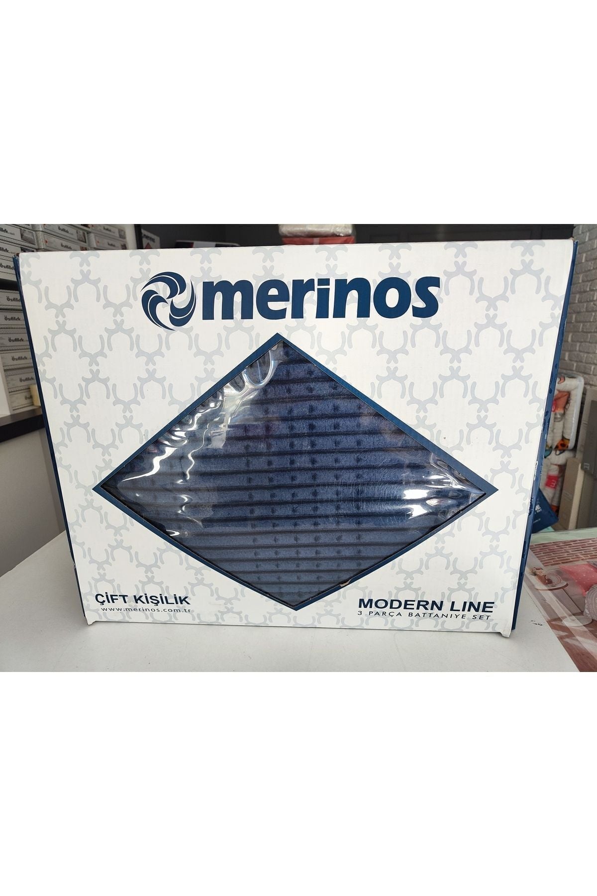 Merinos Modern Line 3 Piece Blanket Set - Navy Blue 1