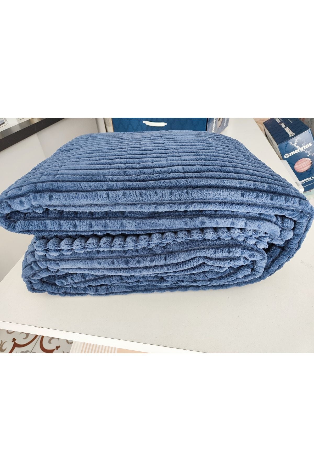 Merinos Modern Line 3 Piece Blanket Set - Navy Blue 2